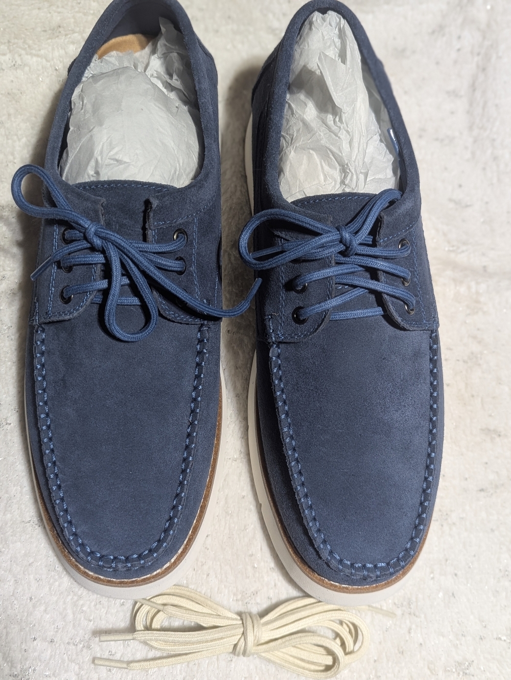 Steve Madden Kolt Navy Suede Moc Toe Shoes Men's Size 12 Lace Up Casual